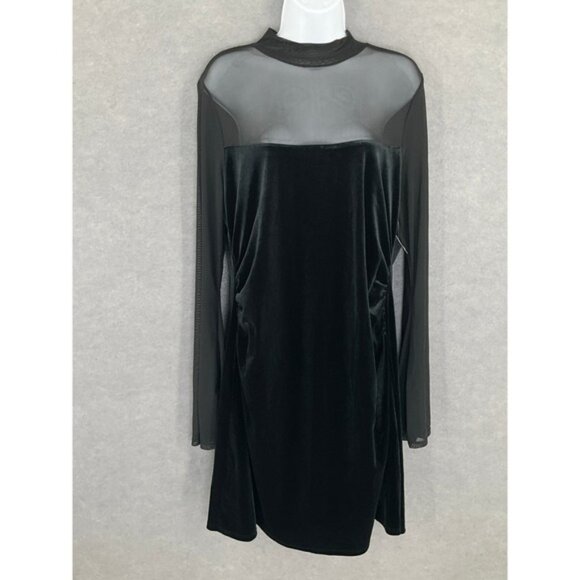 Wild Fable Velvet Dress XXL Black Mesh Sheer Mock Neck Party Whimsigoth Vamp - Picture 1 of 13